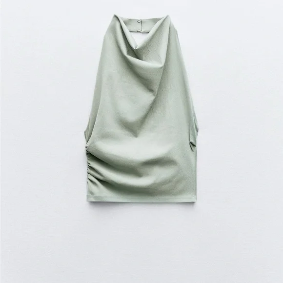 stretch halter top high neck sea moss green - Picture 2 of 5